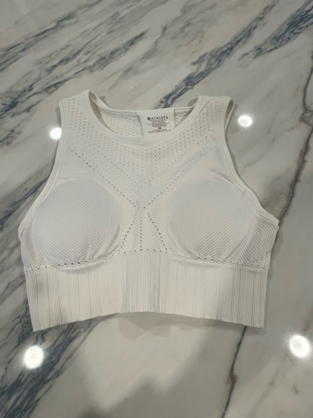 Athleta White Seamless High-Neck Crop Tank